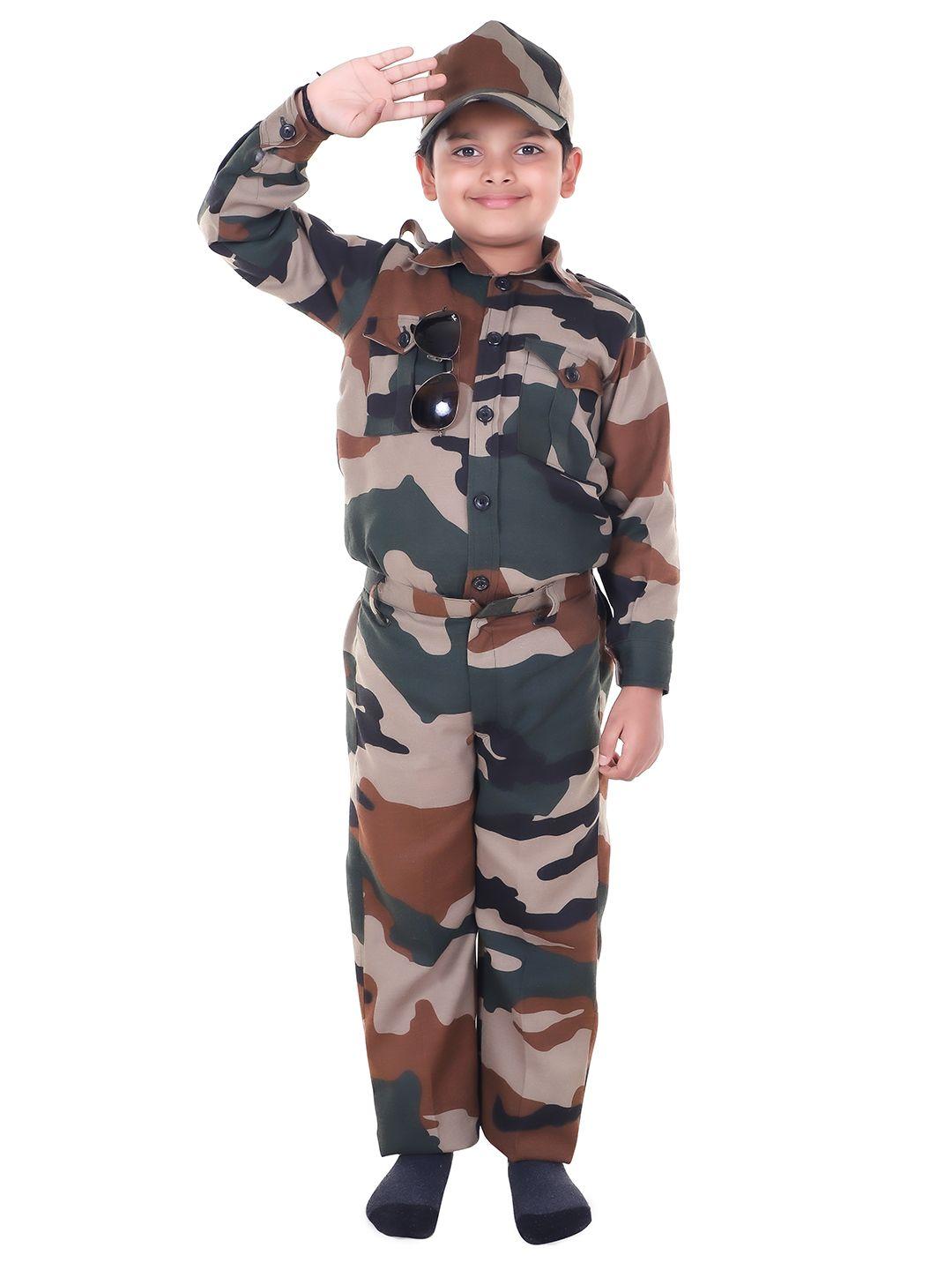 raj fancy dresses unisex kids printed shirt with trousers & with cap