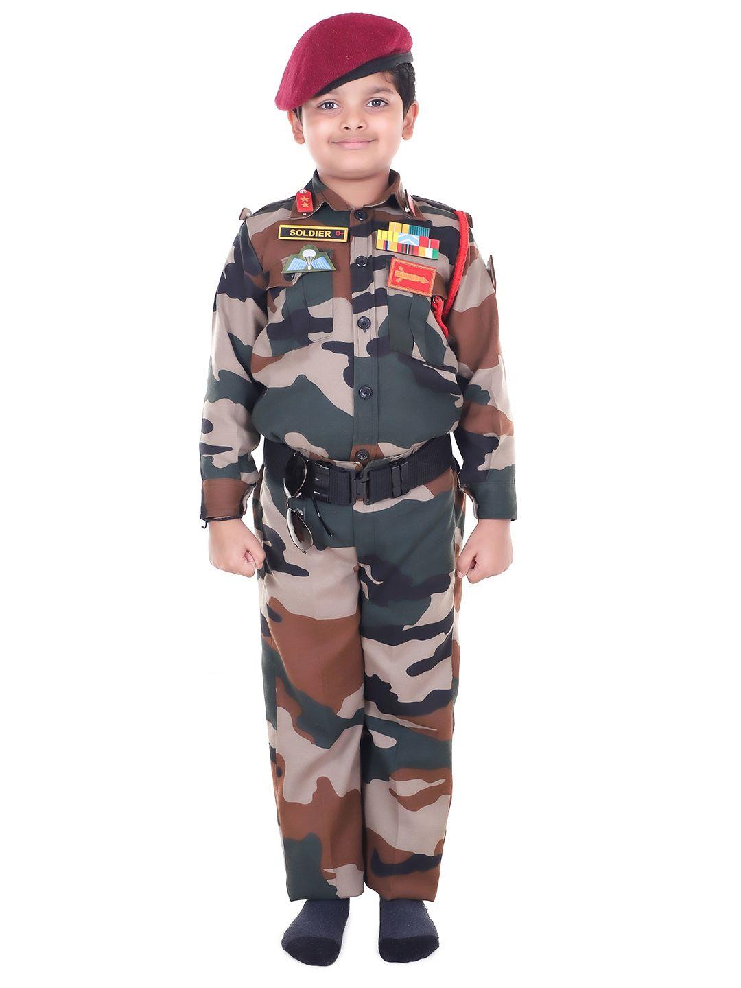 raj fancy dresses unisex kids printed shirt with trousers & with cap