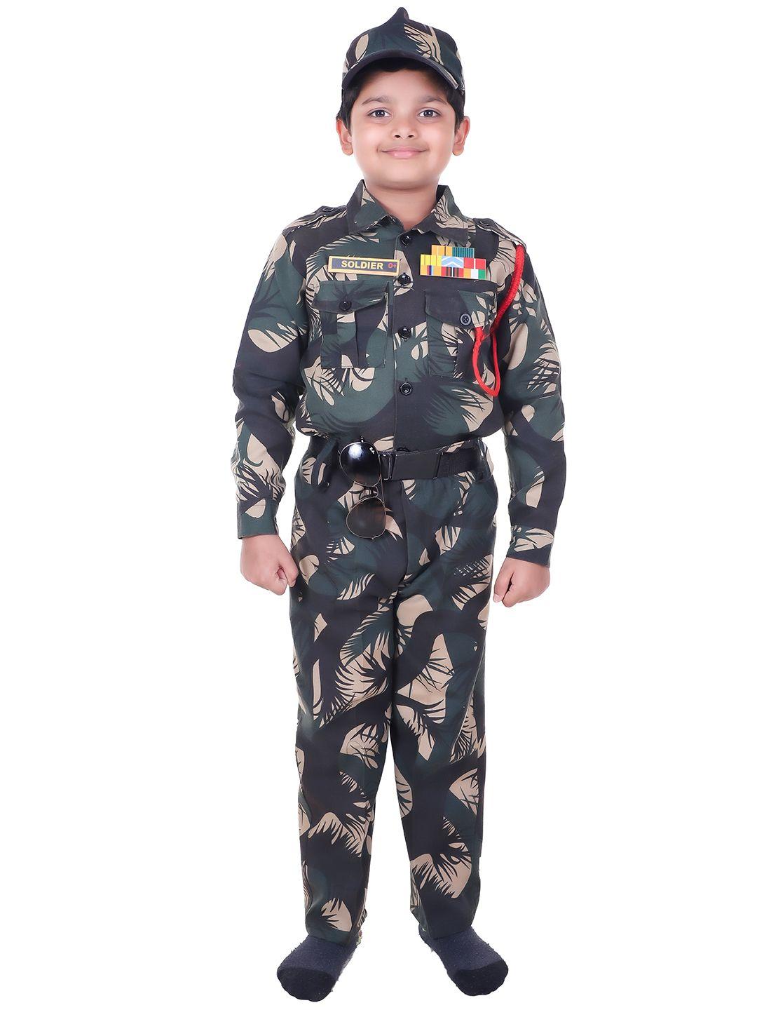 raj fancy dresses unisex kids printed shirt with trousers & with cap