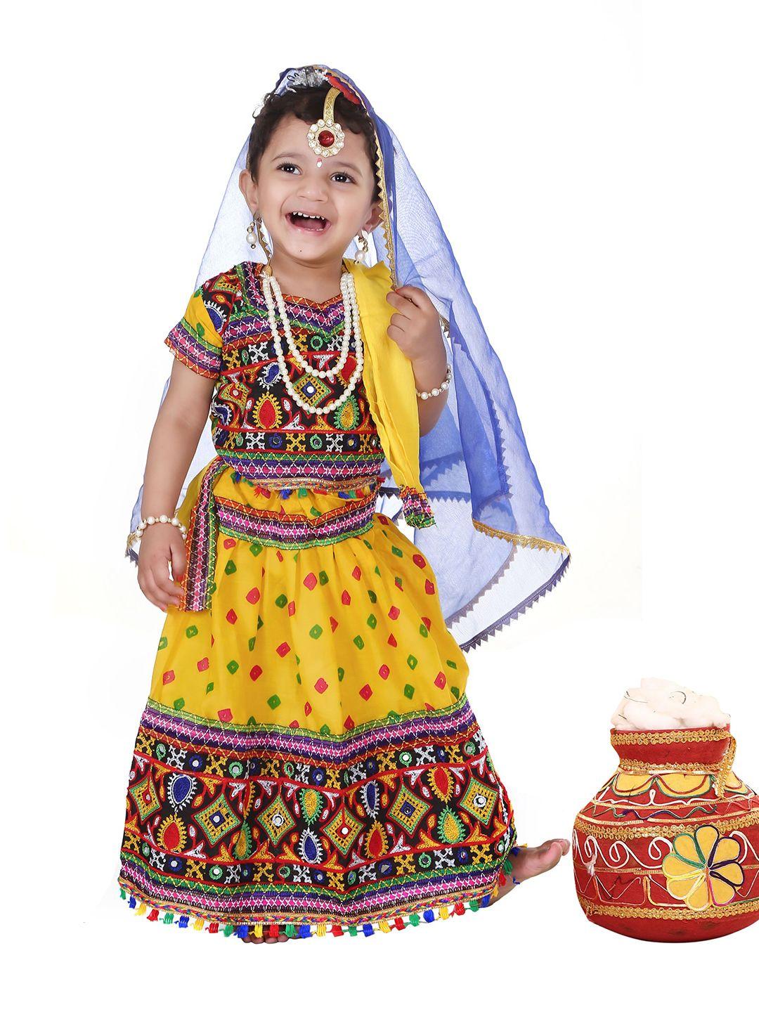 raj fancy dresses unisex kids yellow & red top with dhoti pants