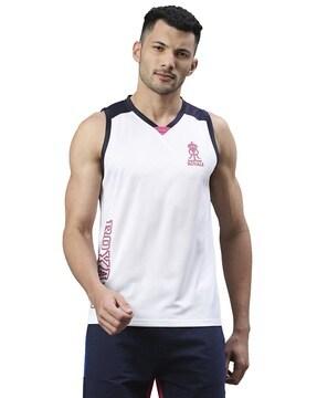 rajasthan royals print v-neck t-shirt