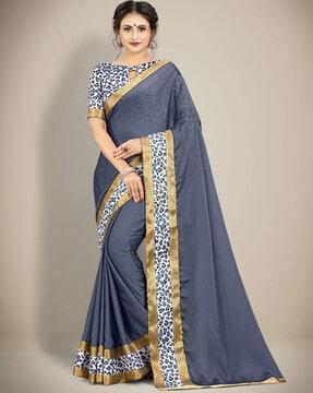 rajeshree grey black rangoli saree with blouse