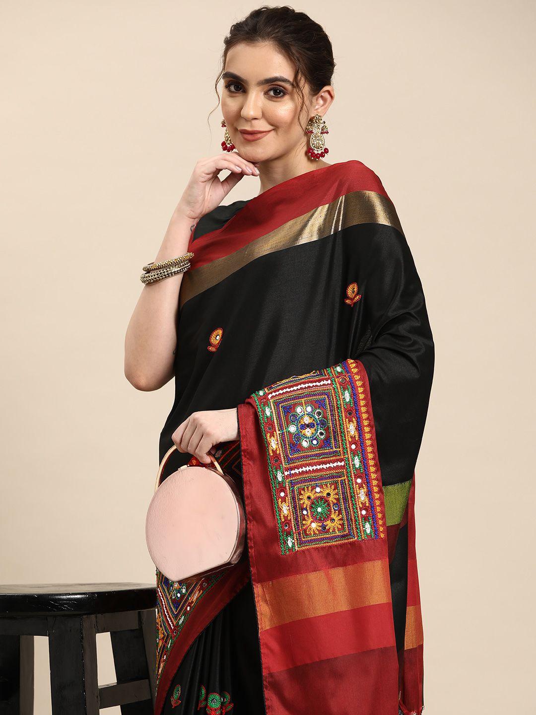 rajgranth ethnic motifs embroidered silk cotton banarasi saree