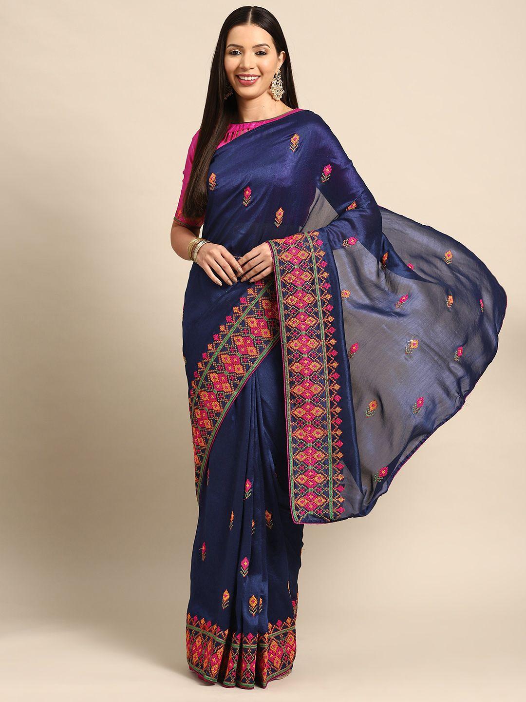 rajgranth ethnic motifs embroidered pure georgette saree