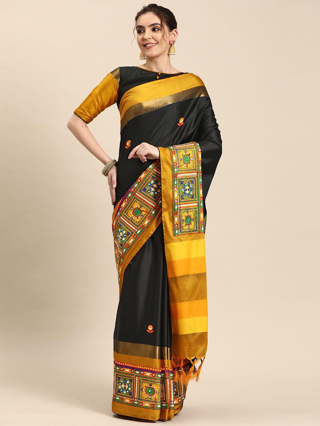 rajgranth ethnic motifs embroidered silk cotton banarasi saree