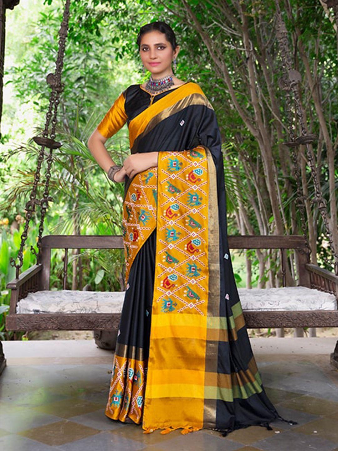 rajgranth ethnic motifs embroidered silk cotton patola saree