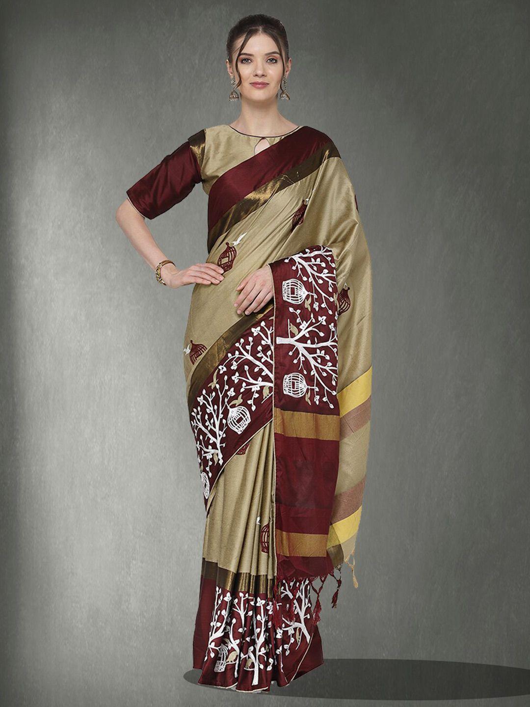 rajgranth ethnic motifs printed embroidered arani saree