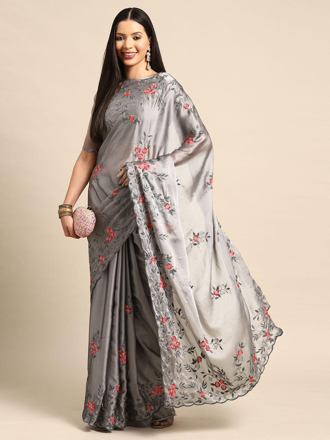 rajgranth floral embroidered saree