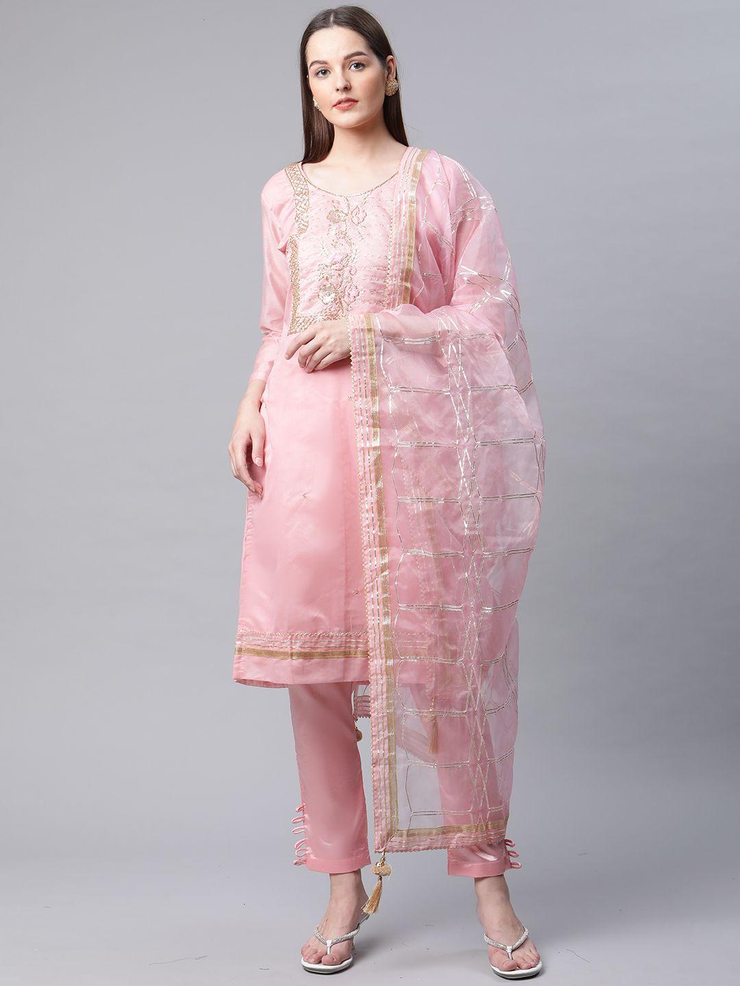 rajgranth pink embroidered unstitched dress material