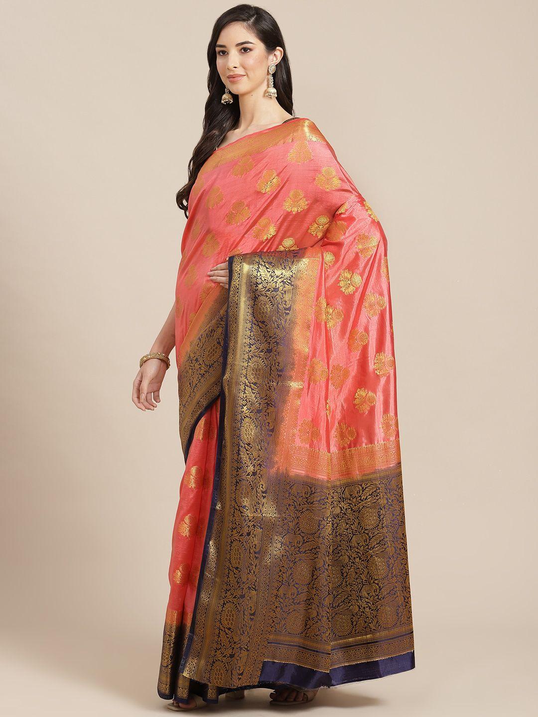 rajgranth pink ethnic motifs zari banarasi saree