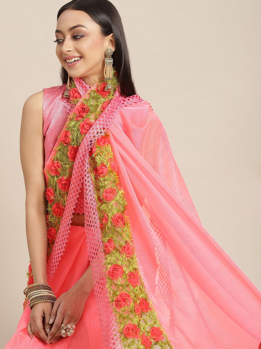 rajgranth pink floral saree