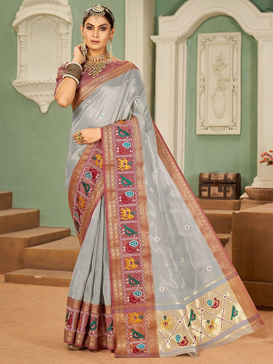 rajgranth woven design zari silk cotton patola saree