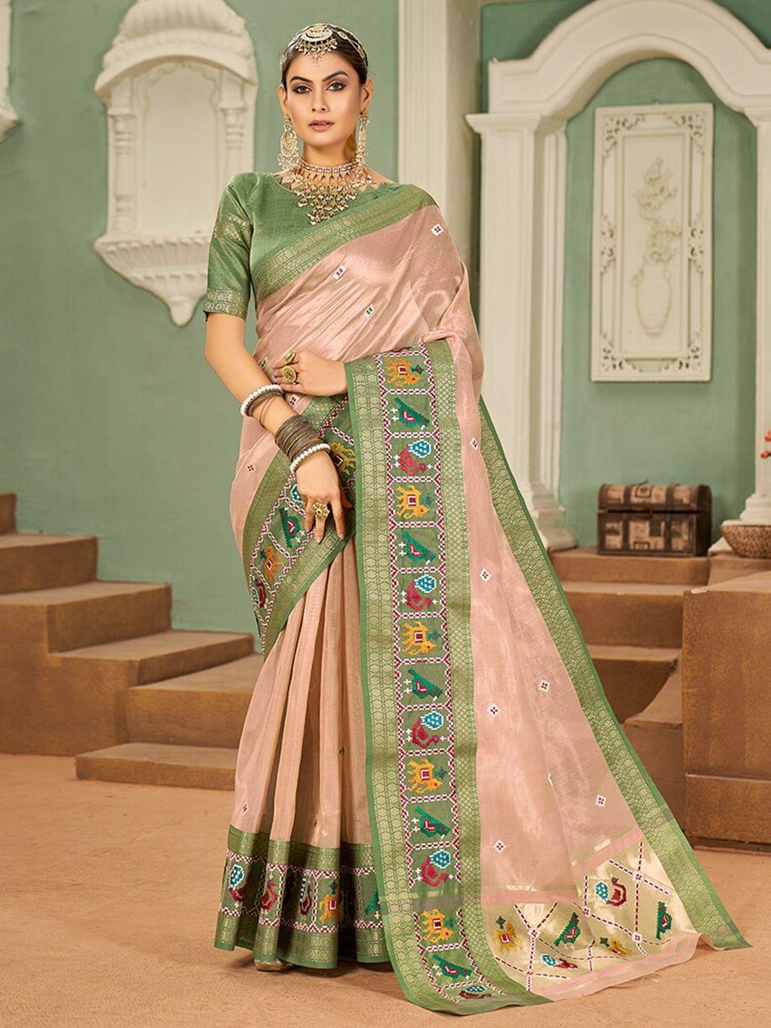 rajgranth woven design zari silk cotton patola saree