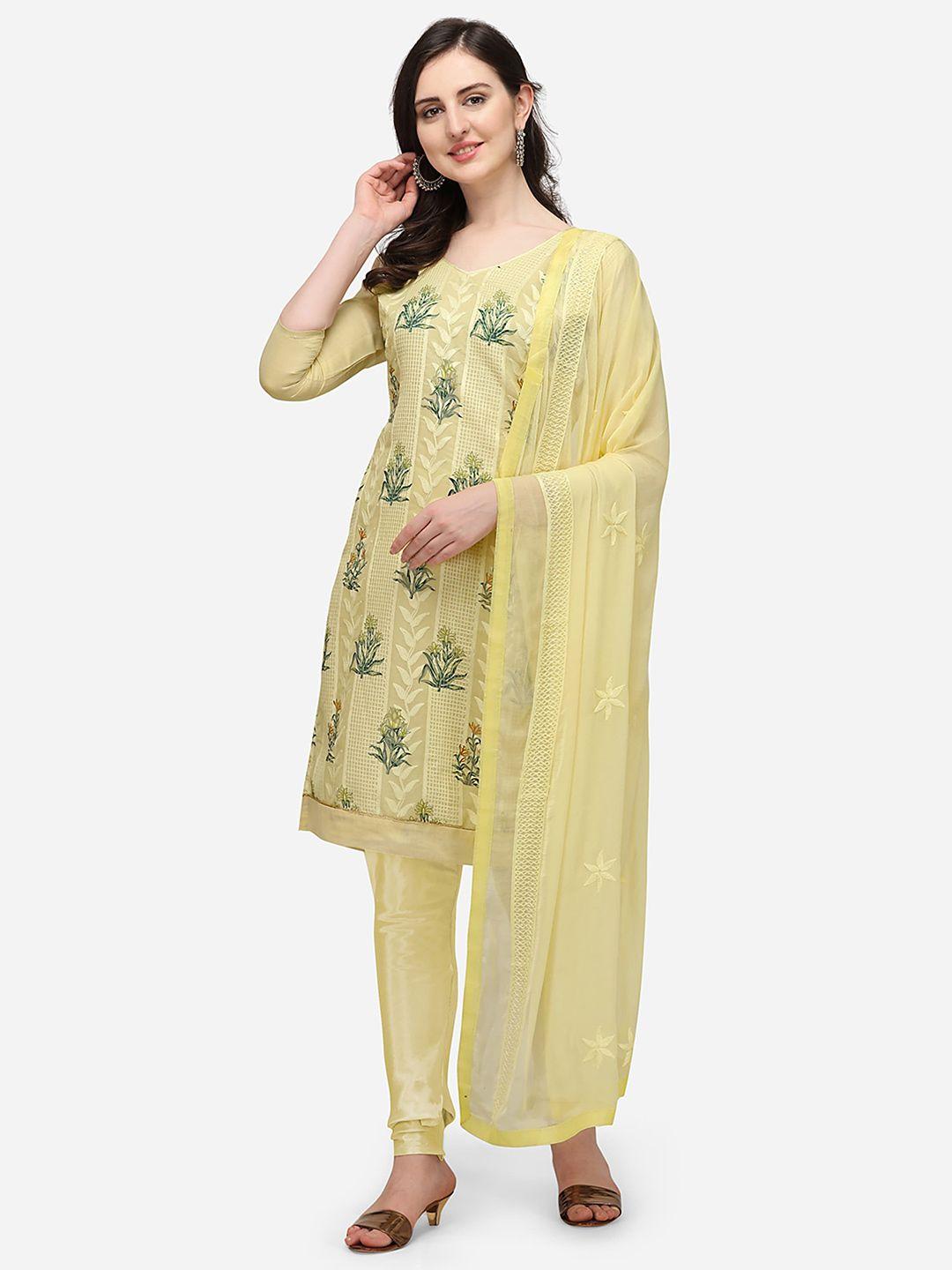 rajgranth yellow & green embroidered unstitched dress material