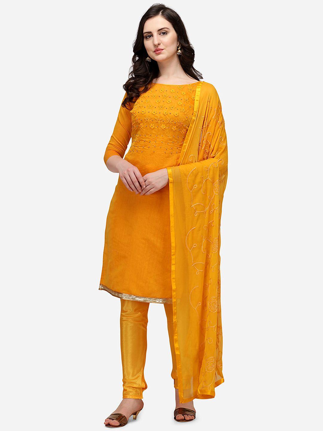 rajgranth yellow embroidered unstitched dress material