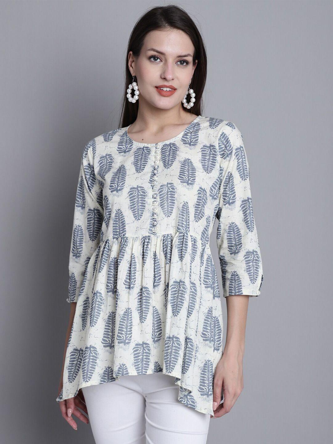 rajnandini floral printed pure cotton a-line top