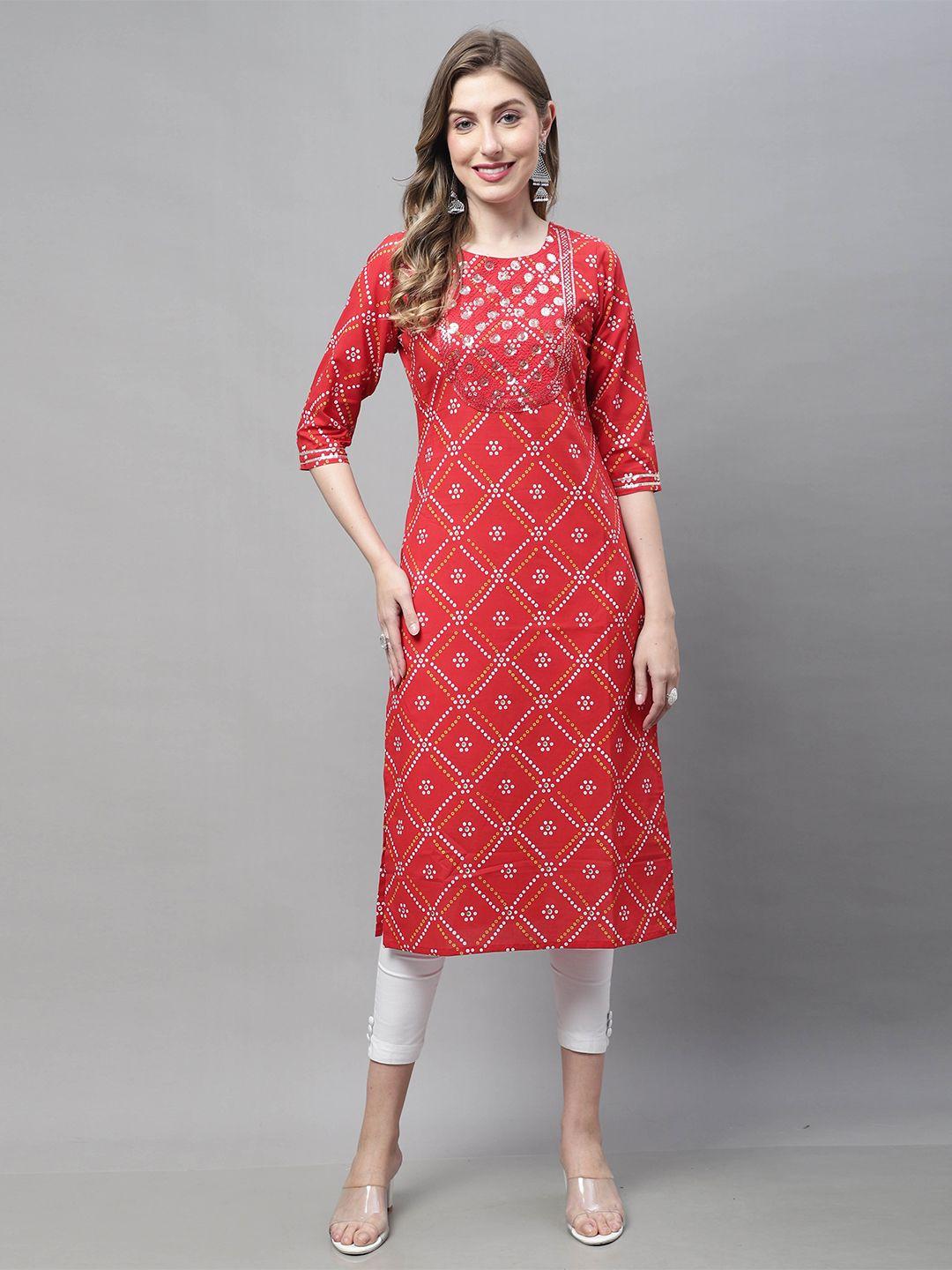 rajnandini bandhani printed sequinned pure cotton kurta