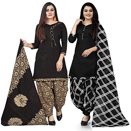 rajnandini black and black cotton printed unstitched salwar suit material (combo of 2)(joplpdp1057-vsm3988)