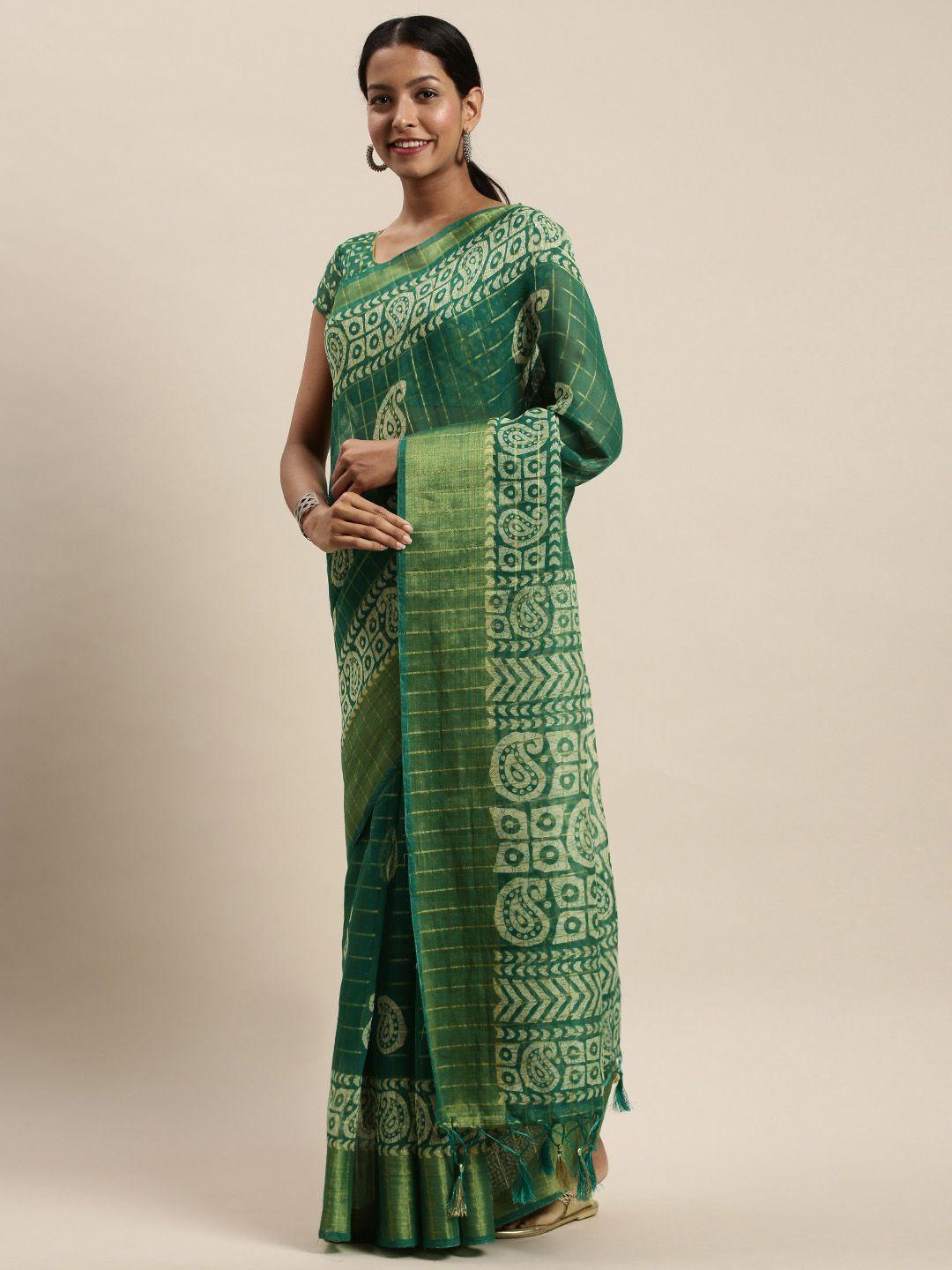 rajnandini green & off-white printed saree