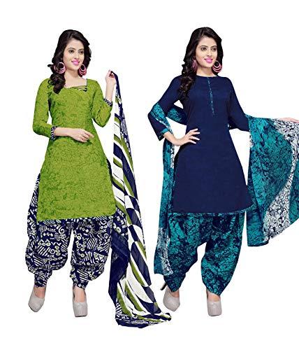 rajnandini light green and blue cotton printed unstitched salwar suit material (combo of 2)(joplvsm3851-3852)