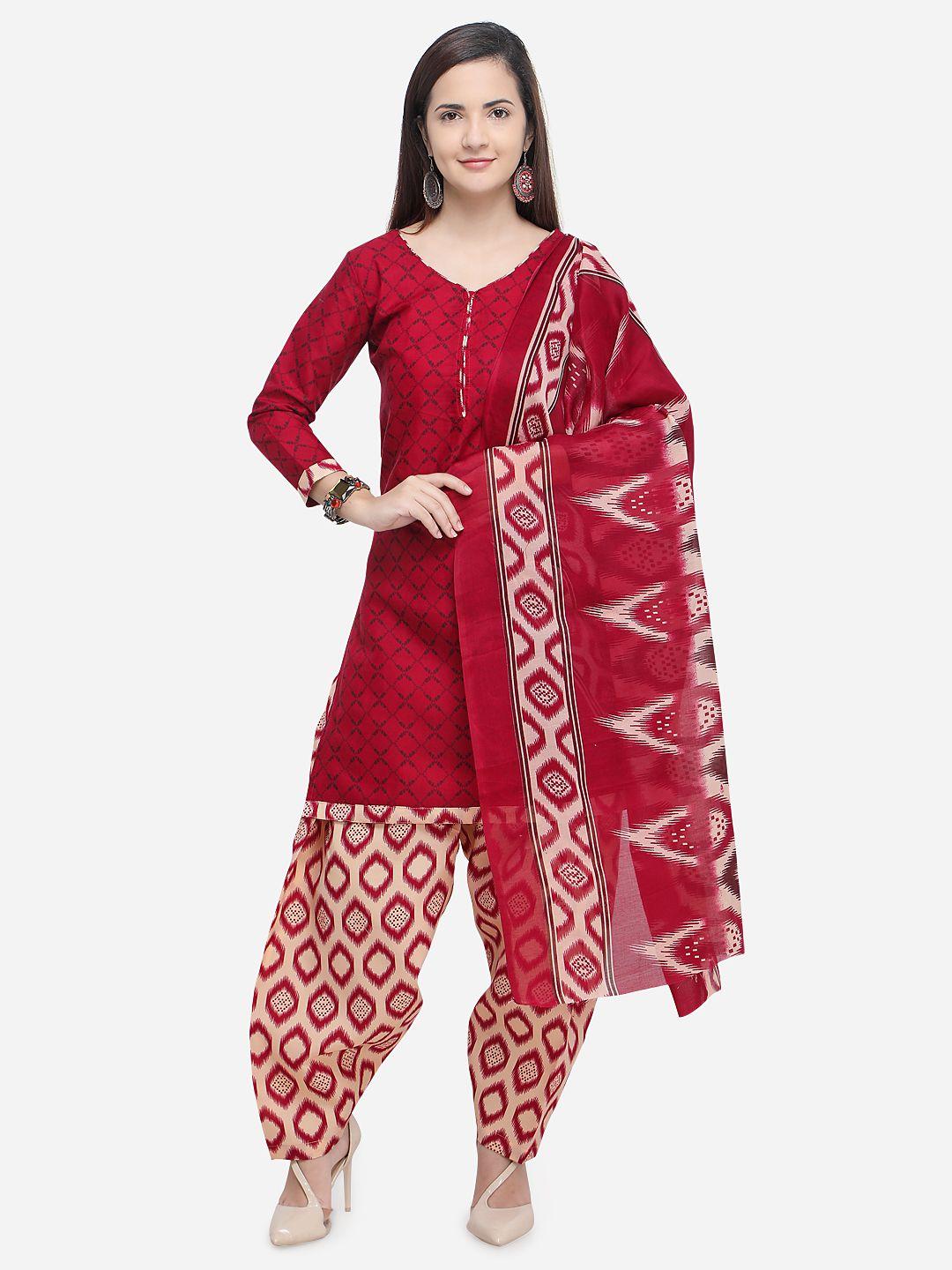rajnandini maroon cotton blend unstitched dress material