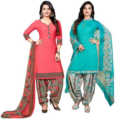 rajnandini peach and sky blue crepe printed unstitched salwar suit material (combo of 2)(jopllt7033-lt7034)