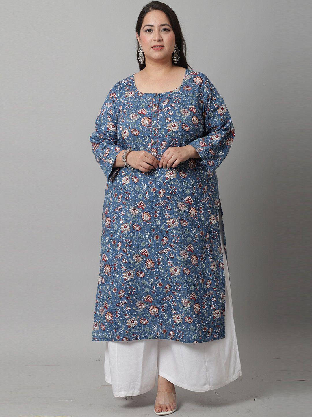 rajnandini plus size floral printed pure cotton kurta