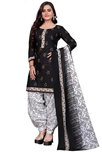 rajnandini women's black cotton printed unstitched salwar suit material (joplvsm5122)