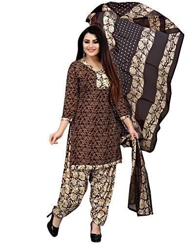 rajnandini women's brown cotton blend printed unstitched salwar suit material (joplpdp1061)