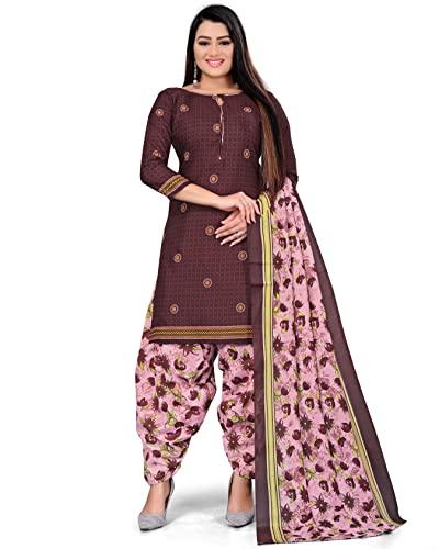 rajnandini women's cotton printed unstitched salwar suit material(joplvsm4237-p) (brown)