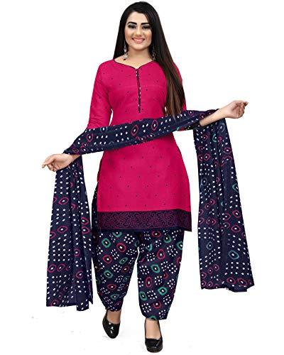 rajnandini women's cotton printed unstitched salwar suit material (dark pink)