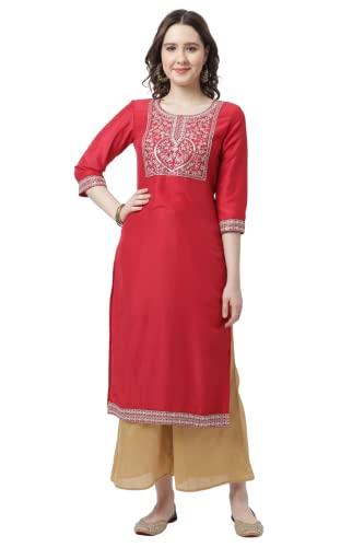 rajnandini women's cotton silk heavy embroidery kurti (jopljpr122-l_maroon_l)