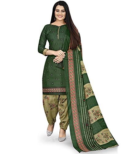 rajnandini women's green cotton printed unstitched salwar suit material(joplvsm4147)