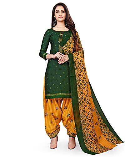 rajnandini women's green cotton printed unstitched salwar suit material(joplvsm4157)