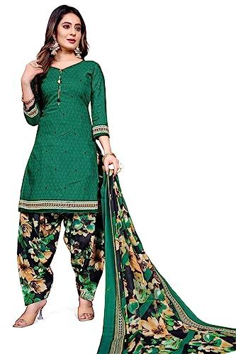 rajnandini women's green cotton printed unstitched salwar suit material (jopllt2009)