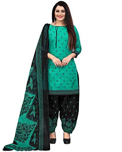 rajnandini women's green cotton printed unstitched salwar suit material