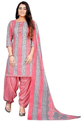 rajnandini women's grey & light pink cotton printed unstitched salwar suit material (joplvsm5156)