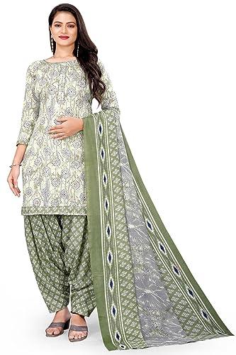 rajnandini women's grey & white cotton printed unstitched salwar suit material (joplvsm5165)