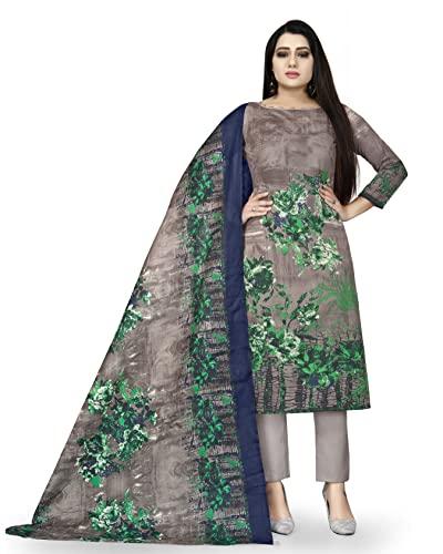 rajnandini women's grey cotton printed unstitched salwar suit material(joplvsm4234)