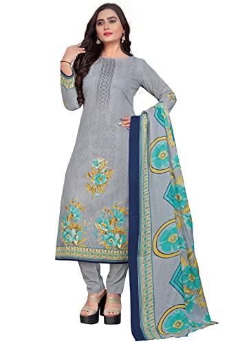 rajnandini women's grey cotton printed unstitched salwar suit material (joplvsm5128),2 meters