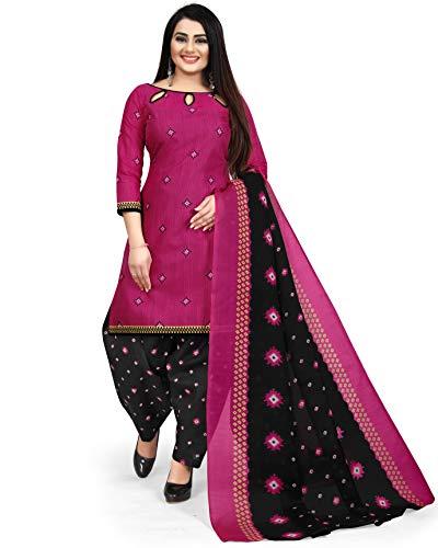 rajnandini women's magenta cotton printed unstitched salwar suit material