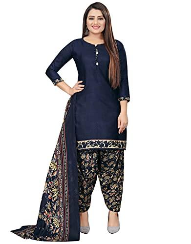 rajnandini women's navy blue cotton printed unstitched salwar suit material(joplvsm4210)