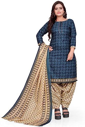 rajnandini women's navy blue cotton printed unstitched salwar suit material (joplvsm4282)