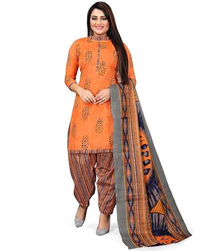 rajnandini women's orange cotton printed unstitched salwar suit material (joplvsm4169)