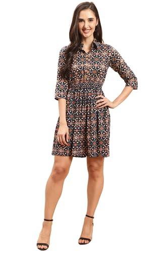 rajnandini women's pure cambric cotton printed western dress (jopljpr302-s_navy blue_s, knee-length)