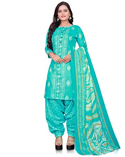 rajnandini women's sea green cotton printed unstitched salwar suit material (joplvsm5112)