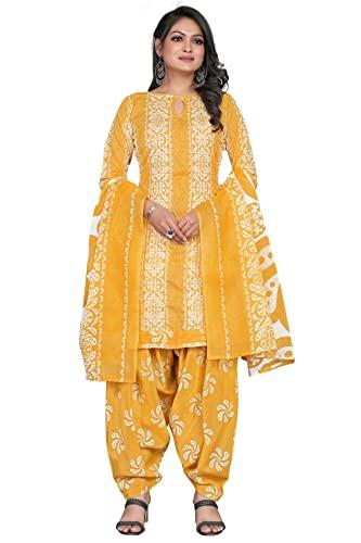 rajnandini women's yellow cotton embroidered unstitched salwar suit material (joplvsm5141)