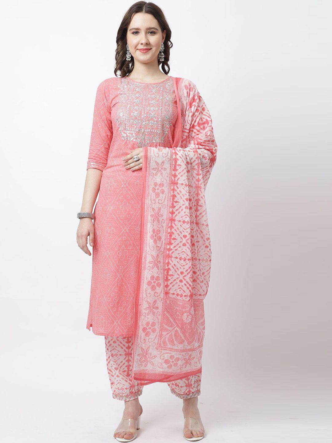 rajnandini women ethnic motifs printed pure cotton kurta with trousers & dupatta