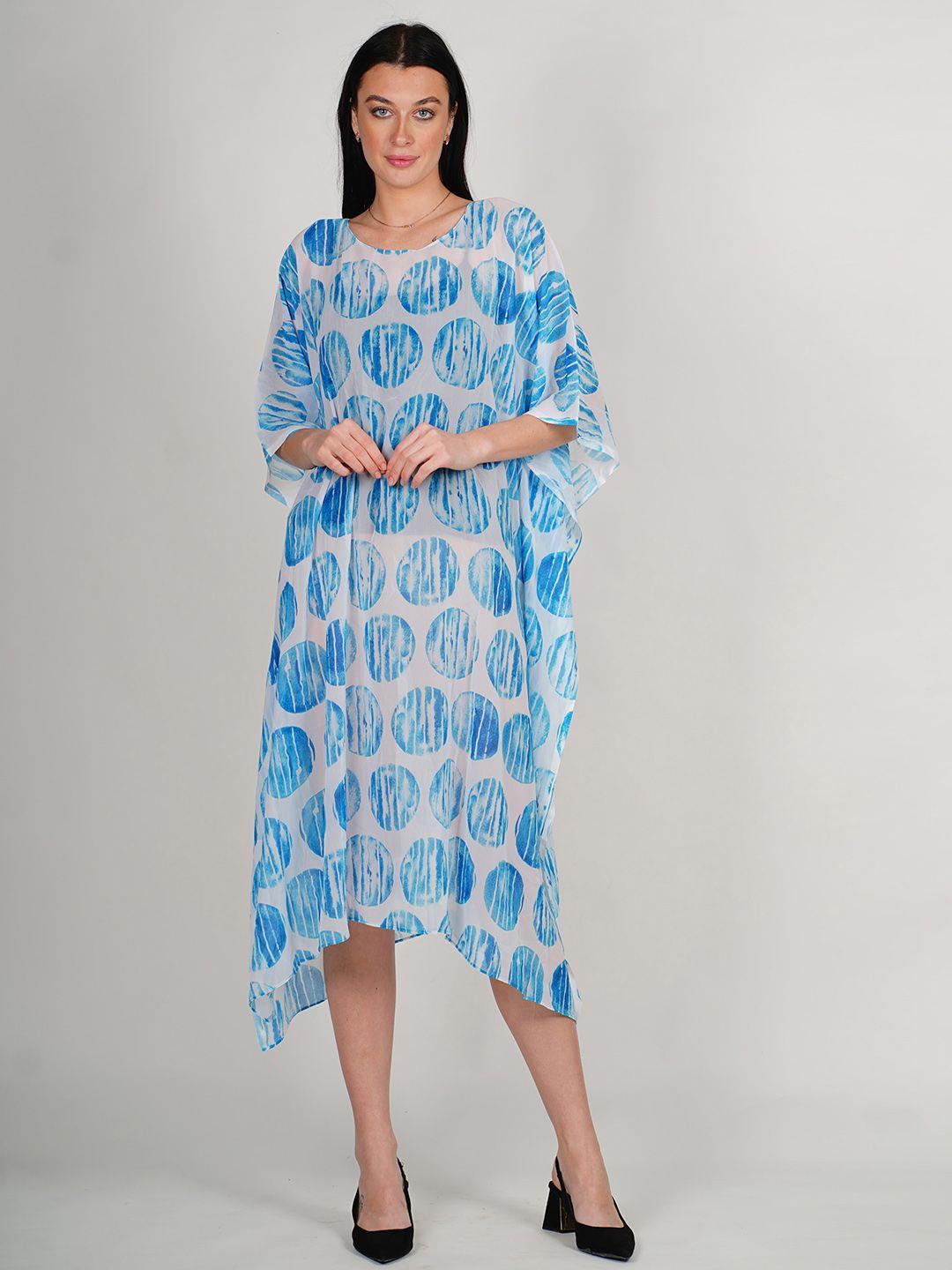 rajoria instyle ethnic motifs print flared sleeve georgette kaftan midi dress