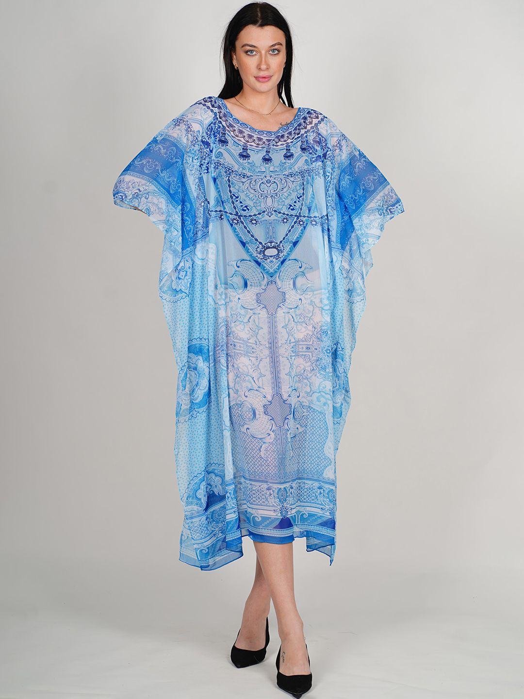 rajoria instyle ethnic motifs print georgette a-line midi dress